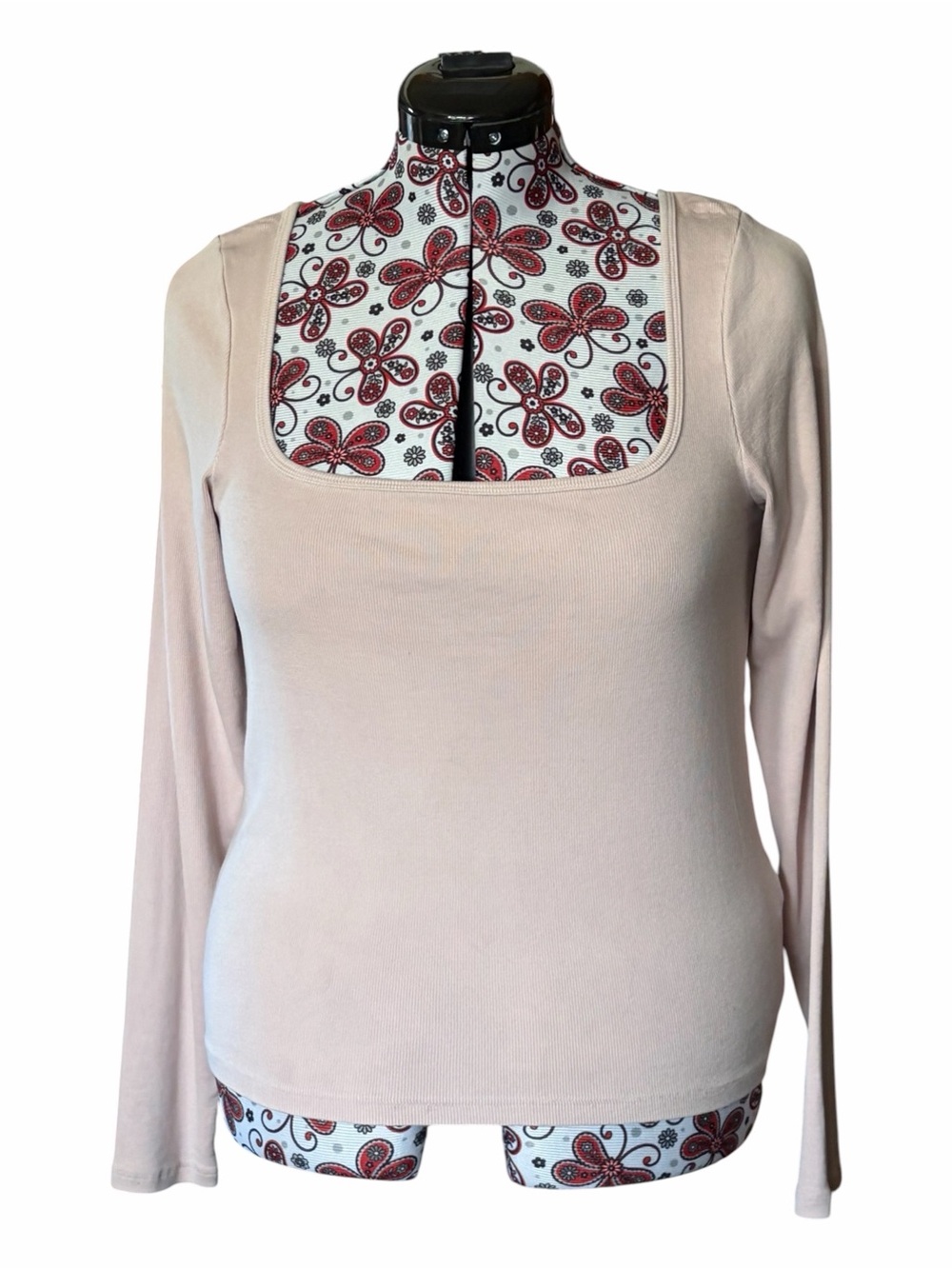 Aritzia Tna HomeStretch Rib Squareneck Longsleeve Top Milkshake Pink XL